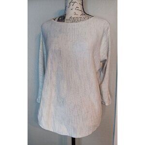 Moth Anthropologie Cream Ivory Medium Sweater, Sheer Arm Stripe, Long Sleeve